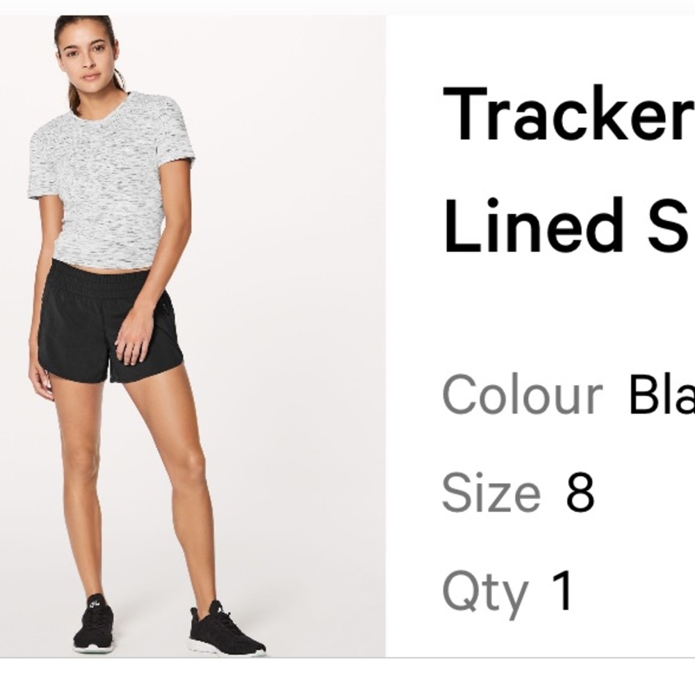 Lululemon Tracker low rise 4 inch short-color black. Size 8